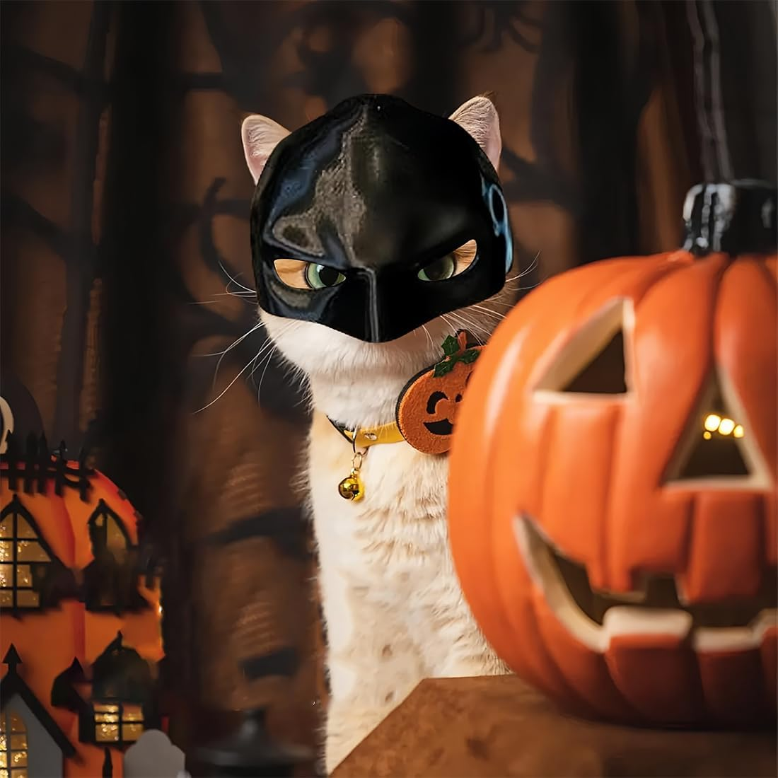 Batcat Mask, Funny Black Bat Mask for Cats, Halloween Cat Clothing, Cosplay Hats, Pet Costume for Halloween, Daily Fun image number 5