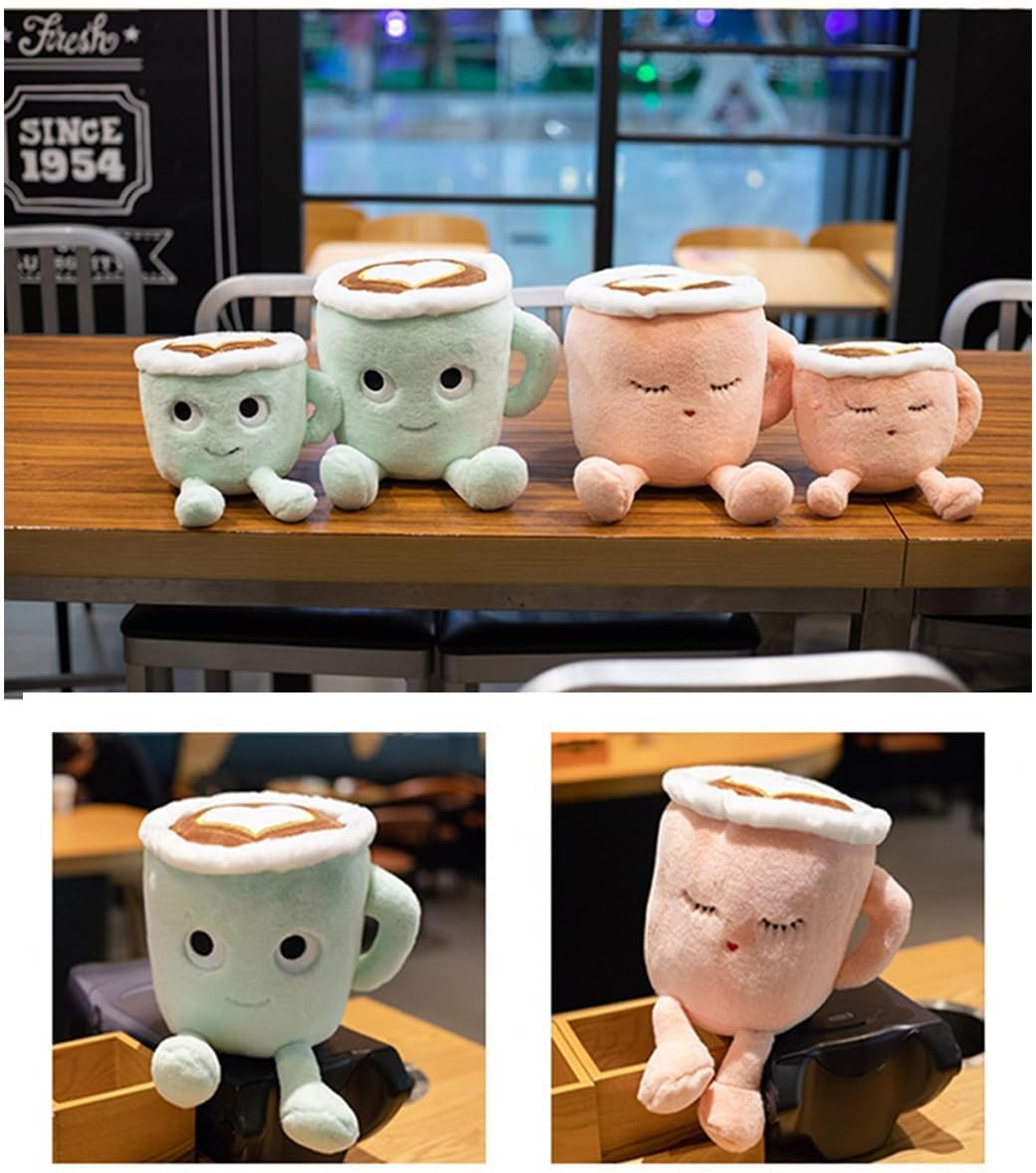 Latte Plush Pillow, 11.8 Inch Coffee Mug Plush Doll Toy, Cartoon Coffee Stuffed Plushies, Soft Cup Fluffy Friend, Interesting Holiday for Kids Adults Boys Girls (Green) image number 5