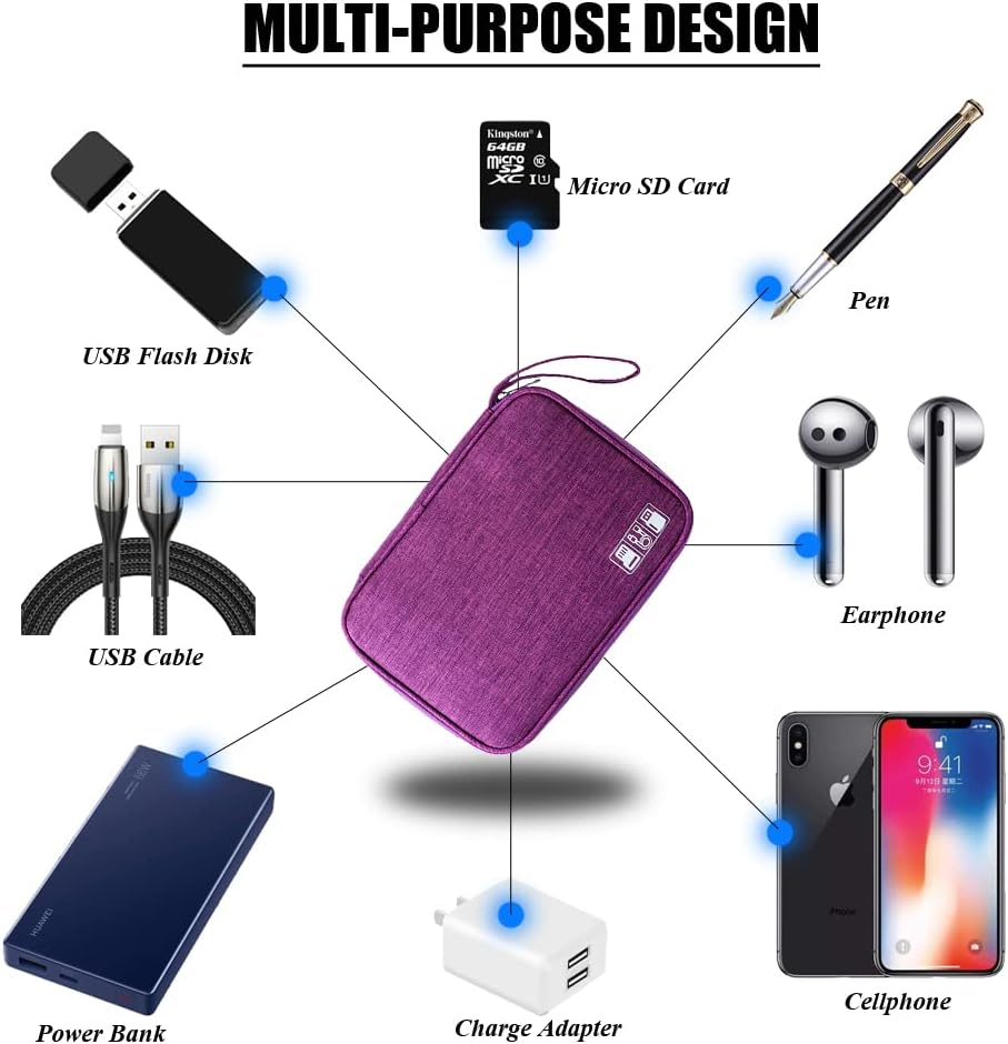 Electronic Organizer Cable Organizer Compact Travel Organizer Bag Electronics Accessories Cases Storage Bag Waterproof for Cable USB SD Card Power Bank Earphone image number 5