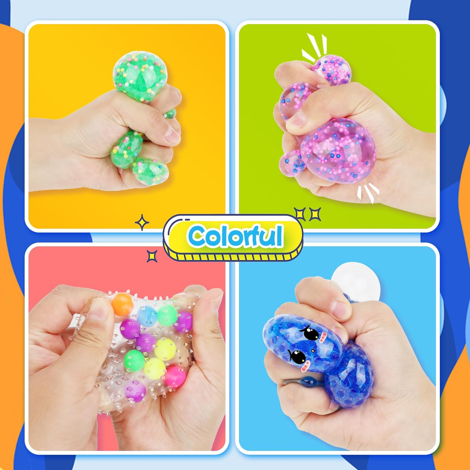 5PACK Stress Balls,Squishy Balls Fidget for Adults Stress Relief, Netos Squishies Ball Sticky Balls, Squeeze Balls Durable Colorful Ball image number 3