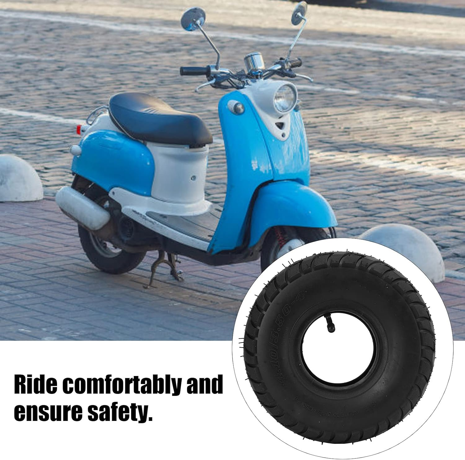 10 Inch 4.10 3.50‑4 Tire and Inner Tube with Bent Valve, 4.10/3.50‑4 Pneumatic Tire Rubber Inner Tube Tire for Wheelbarrows, Lawn Mowers, Hand Trucks Dollies, Yard Trailers