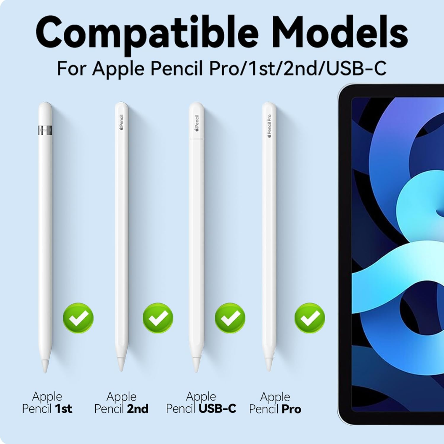 Inesore for Apple Pencil Tips Replacement Accessories,Compatible with Ipad Pencil Pro/2Nd Gen/1St Gen/Usb-C (8 Pack)