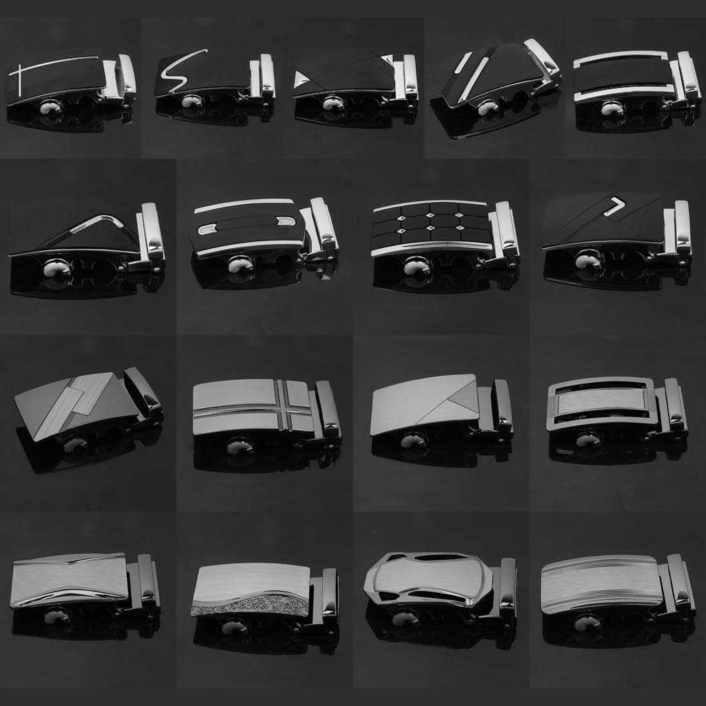 Colaxi 2Pcs Fashion Mens Alloy Ratchet Belt Buckle Automatic Slide Buckle Replacements Business Causal for 3.5Cm Leather Belt Waistband Accessories image number 6