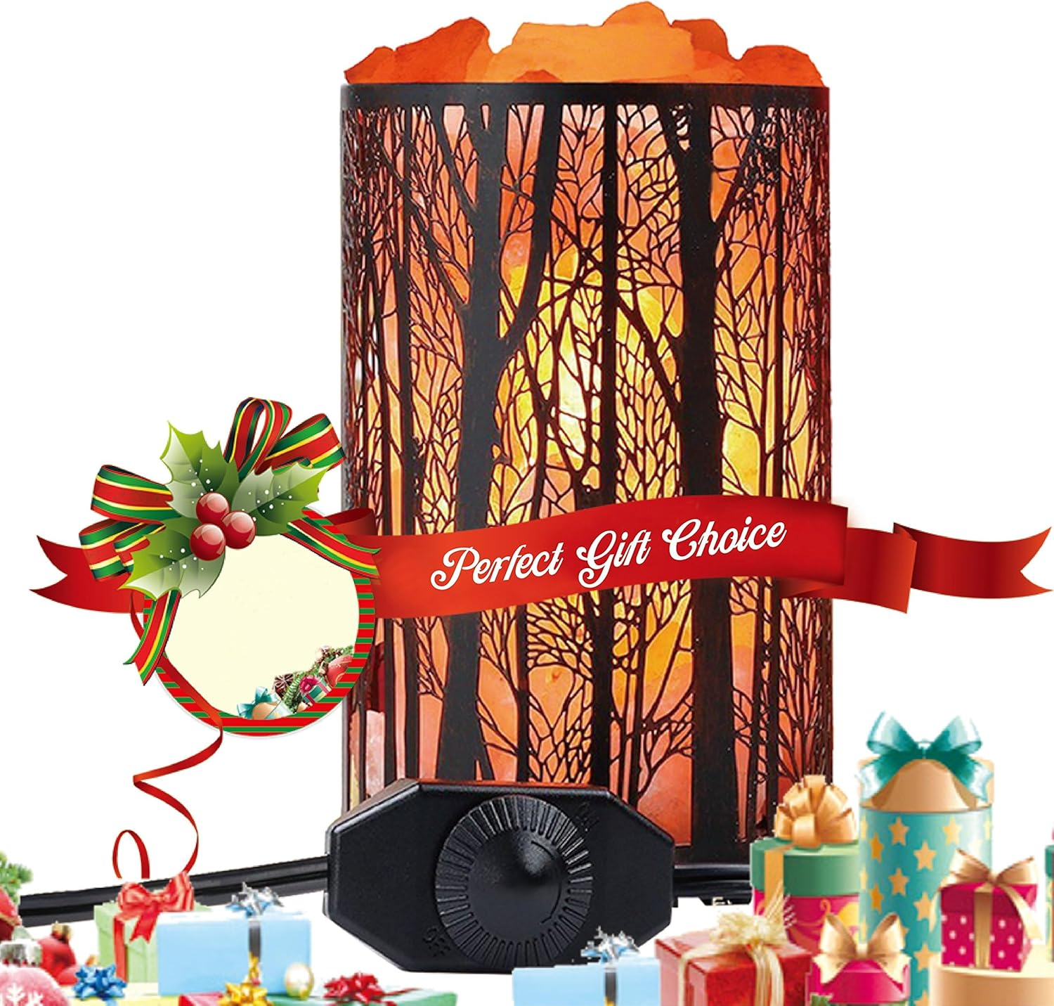 Himalayan Salt Lamp, Salt Rock Lamp Natural Night Light in Forest Design Metal Basket with Dimmer Switch, 25Watt Bulbs & ETL Cord image number 5