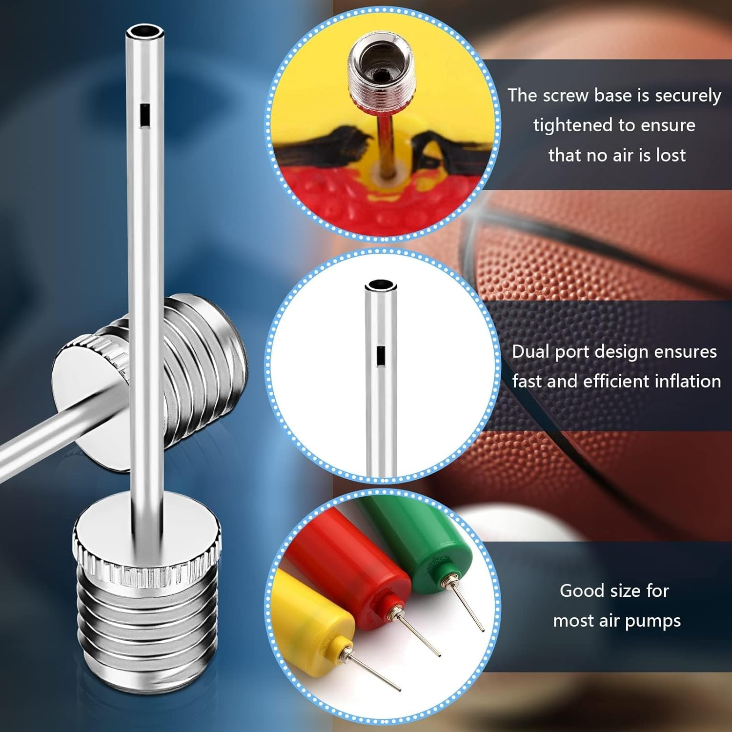 Ball Pump Inflation Needle, 20 Pcs Stainless Steel Air Pump Needles with Storage Box for Blowing up Football, Basketball, Volleyball, and All Other Sports Balls image number 6