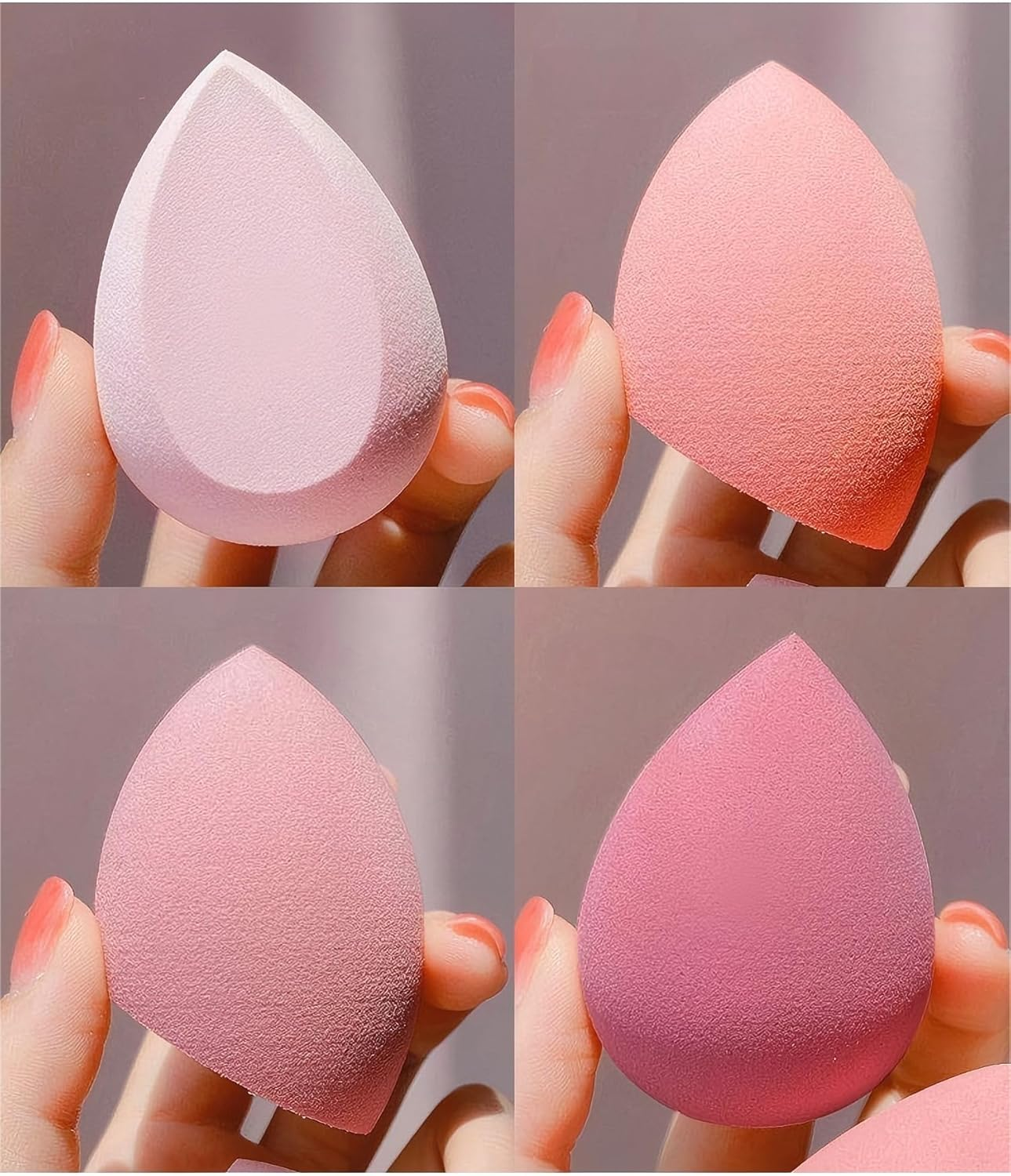 HIGHROCK 4Pcs Makeup Sponge, Beauty Sponge for Foundation with 1 Egg Case (Pink)