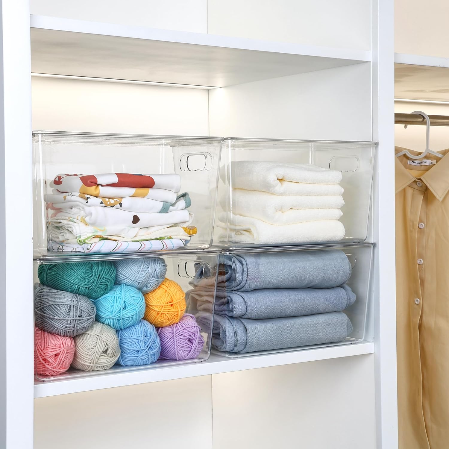 Vtopmart 4 Pack Clear Stackable Storage Bins with Lids, Xlarge Plastic Containers with Handle for Pantry Organizer, Perfect for Kitchen, Fridge, Cabinet, Closet, Bathroom image number 3