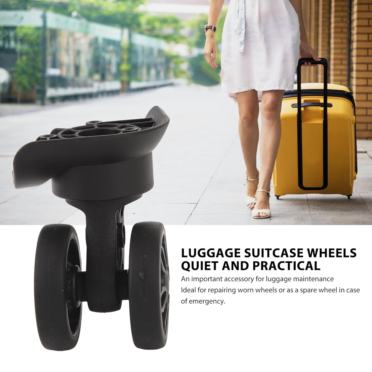 Universal Replacement Luggage Wheels, 2-Pack, Easy Installation Suitcase Caster