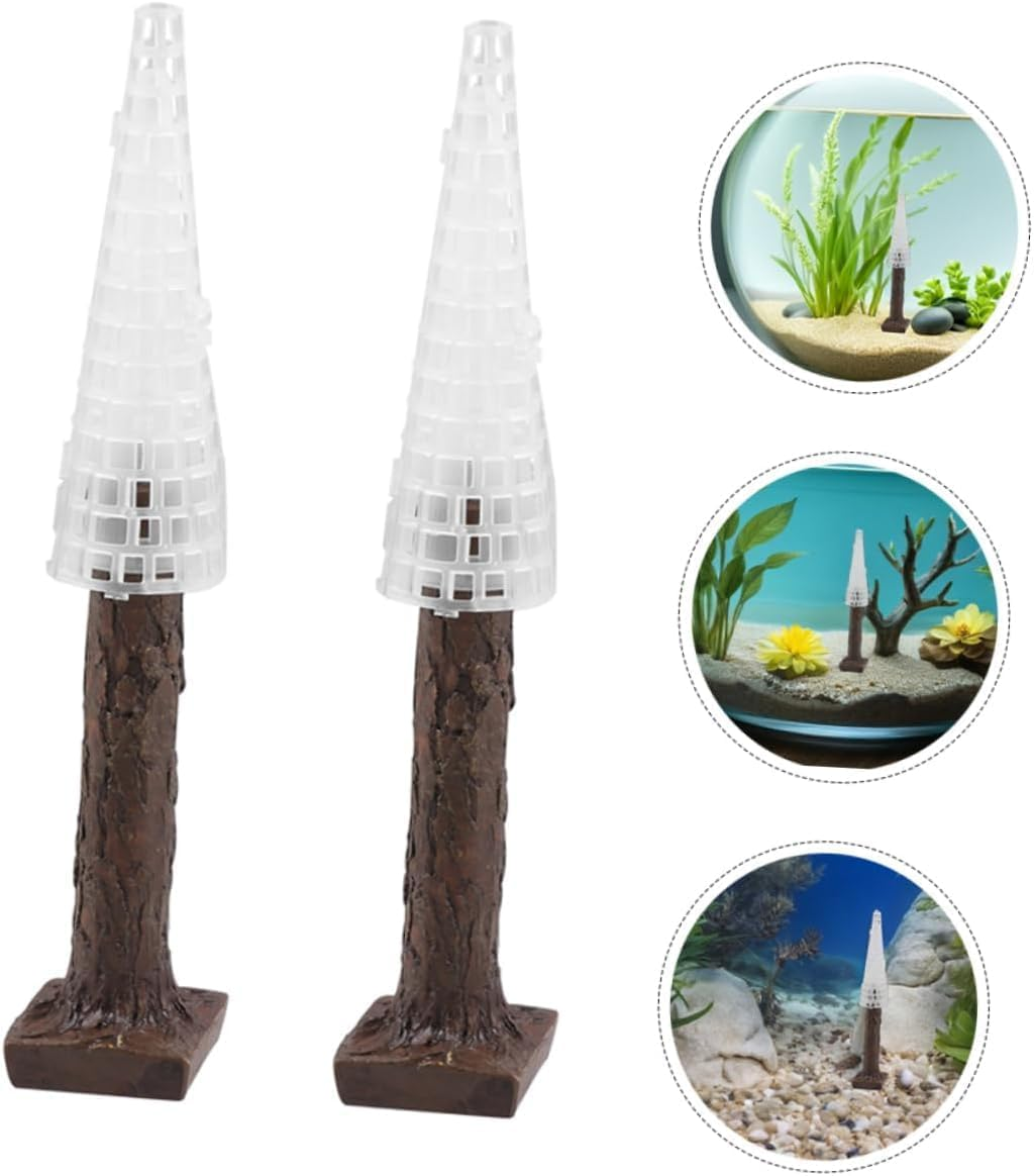 Ksngtixe 2Pcs Christmas Moss Tree Aquarium Decor - Artificial Underwater Plants for Fish Tank, Holiday Themed Fish Decorations with Realistic Trunk Design image number 4