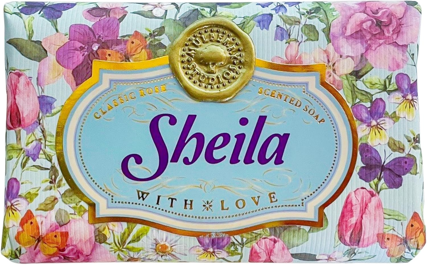 Sheila - Gift Soap Bar Rose Scented Personalised Flower Design Present 113G