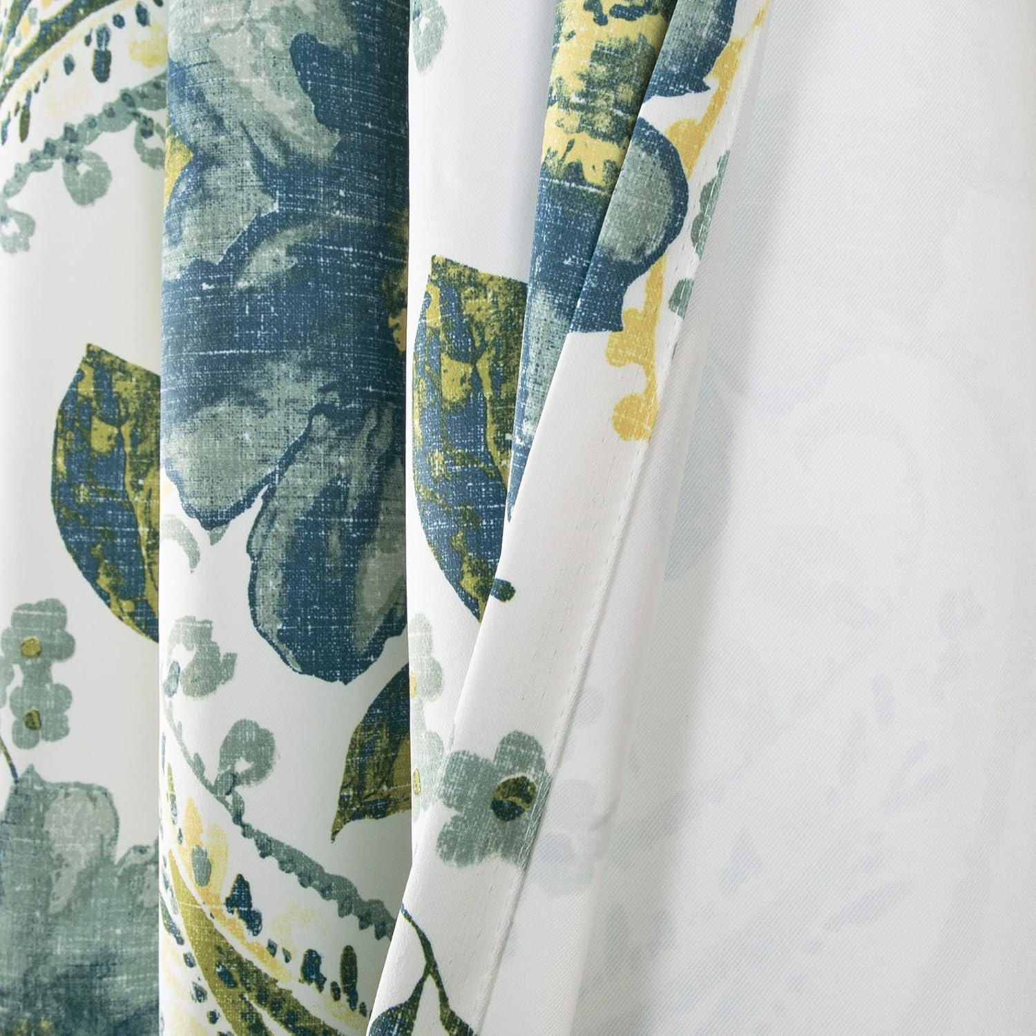 Lush Decor Floral Paisley Window Curtain Panel (Set of 2), 84 X 52, Blue image number 5