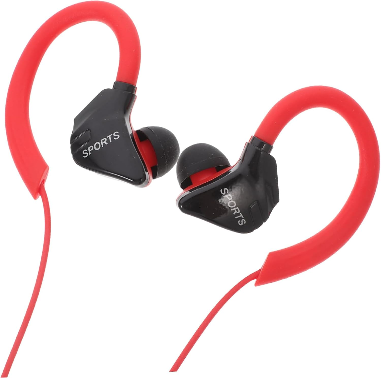 Kisangel Wired Sports Earphone Headset Ear-Hook Design for Running and Outdoor Activities, Red Color Lightweight Earbuds Bass Sound, Compatible Mobile Phones image number 1