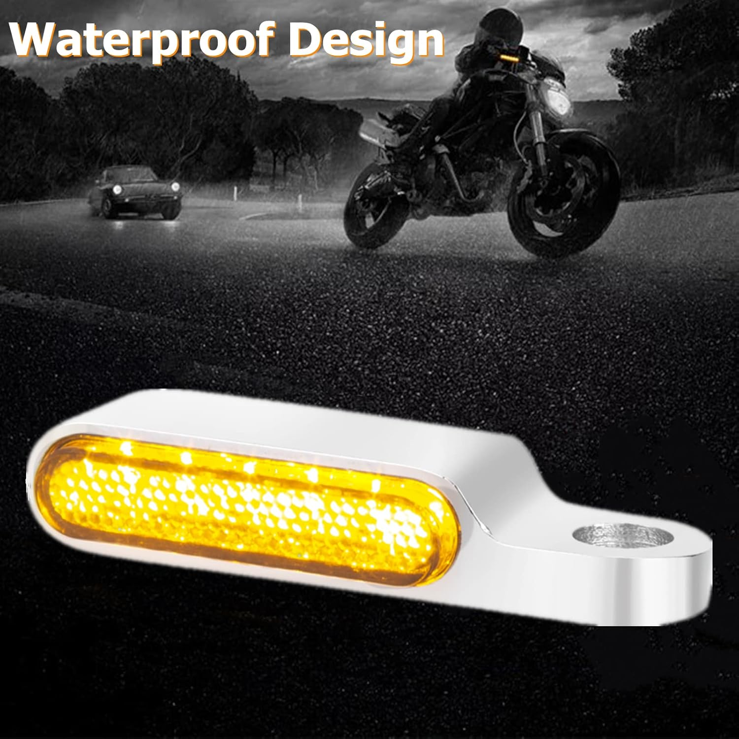 CICMOD Motorcycle LED Turn Signals 2PCS Mini Handlebar Brake Clutch Marker Lights Chrome for Harley image number 2