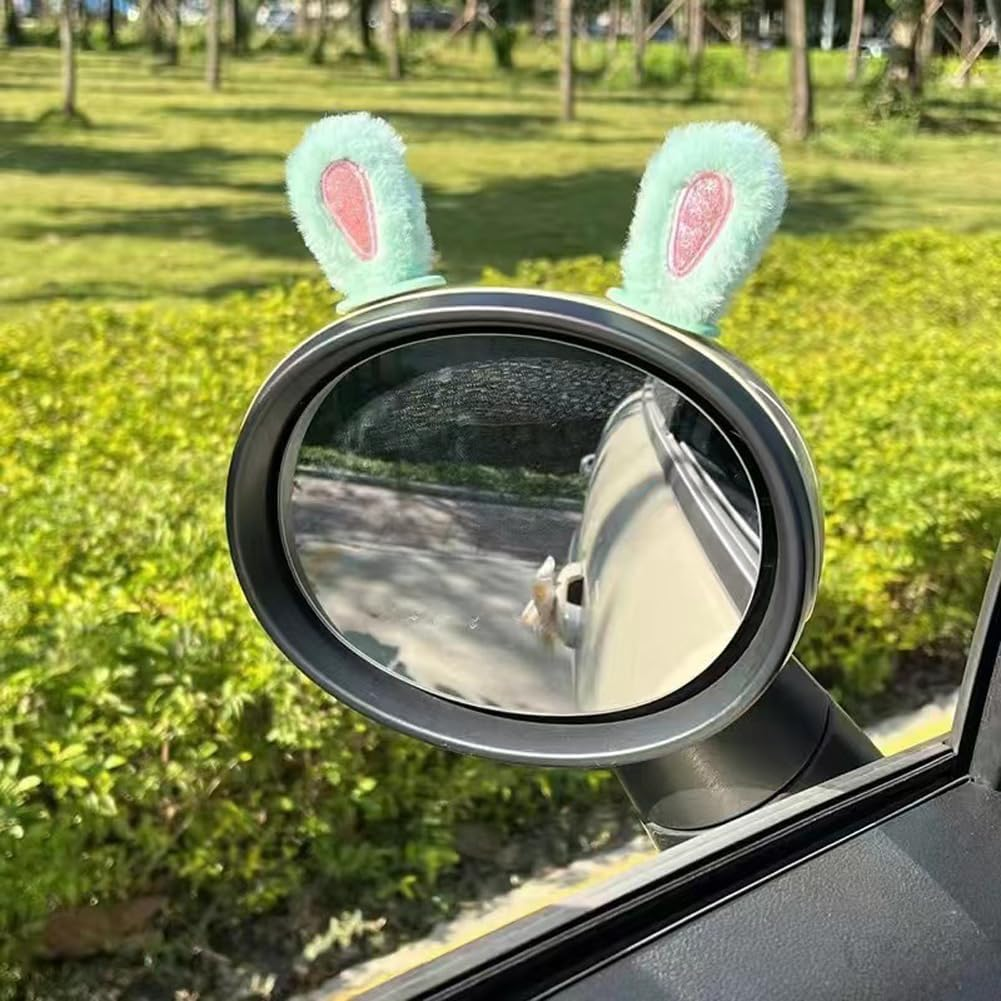 Berfi Life Cute Bunny Ears Car Mirror Accessory, 1 Pair Plush Car Interior Rearview Mirror & Dashboard Decor for Women, Automotive Ornament for Electric Moped image number 2
