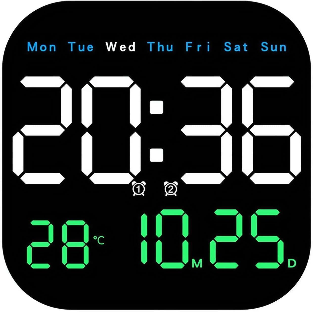 Digital Wall Clock, 9'' LED Digital Clock with Remote Control for Living Room Decoration, Week/Date/Temperature, Auto Brightness, Standing and Hanging for Living Room, Bedroom, Office Decor image number 6