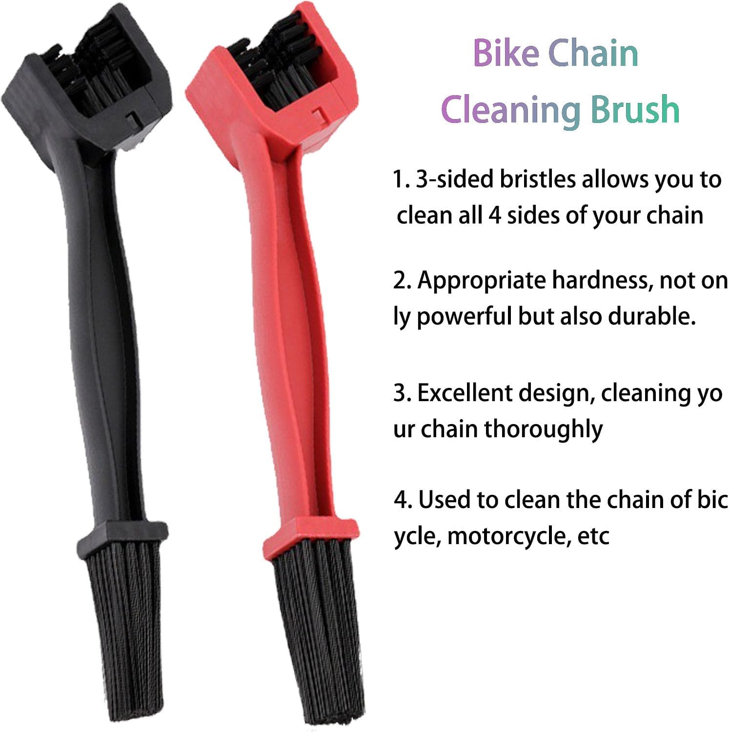 Bike Chain Cleaning Brush, Bike Chain Cleaner Kit, WADY Bicycle Chain Cleaner, Motorcycle Chain Washer,4 Pcs Bike Cleaning Brush for Motorcycles,Bicycles,Mountain Bikes,Electric Dirt Bike (Red,Black) image number 5