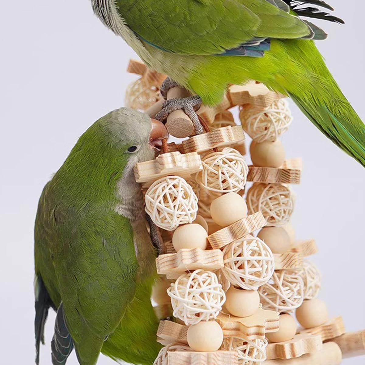 Jade Deals Parrot Wooden Chew Toy, 4.72&times;9.84In Bird Interactive Biting Toy, Natural Rattan Durable Play Toy for Parrots Cockatiels Budgies image number 6