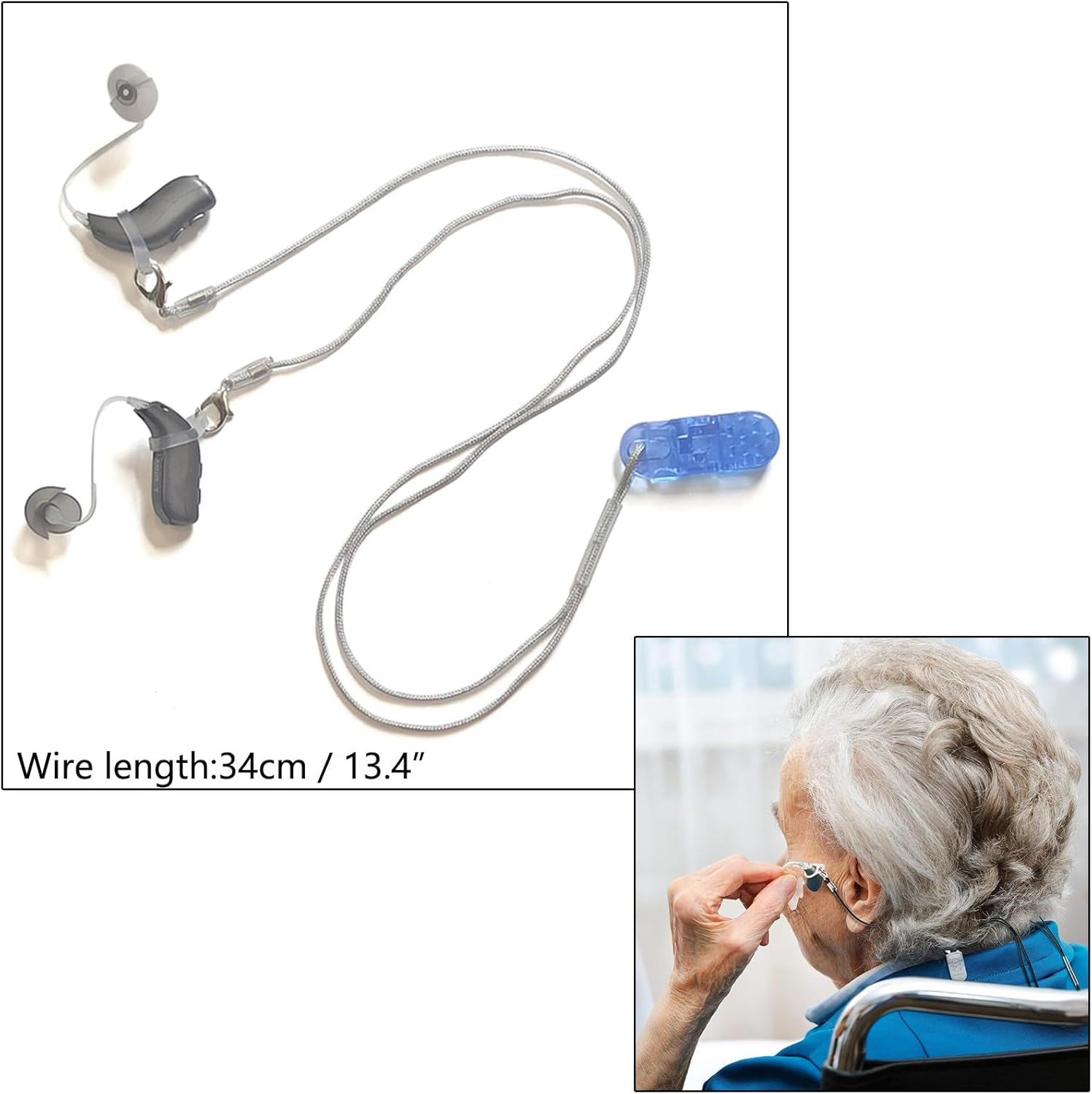 2 Sets Hearing Aid Clip Anti-Lost Lanyard Safety Retainer for Adults and Kids for 7Mm & 9Mm Silicone Loops with Storage Case
