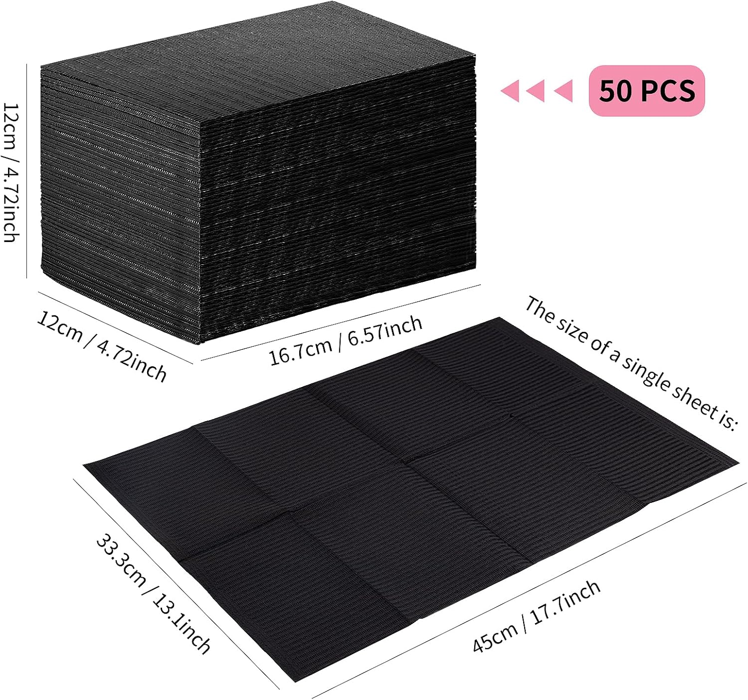 50PCS Disposable Nail Art Table Towels Mat 13" X 17" Pads for Nail Decoration Kit,Nail Art Accessories(Black)