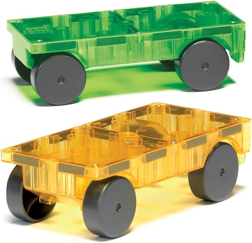 Magna-Tiles Cars Expansion 2-Piece Set, Green/Yellow image number 2