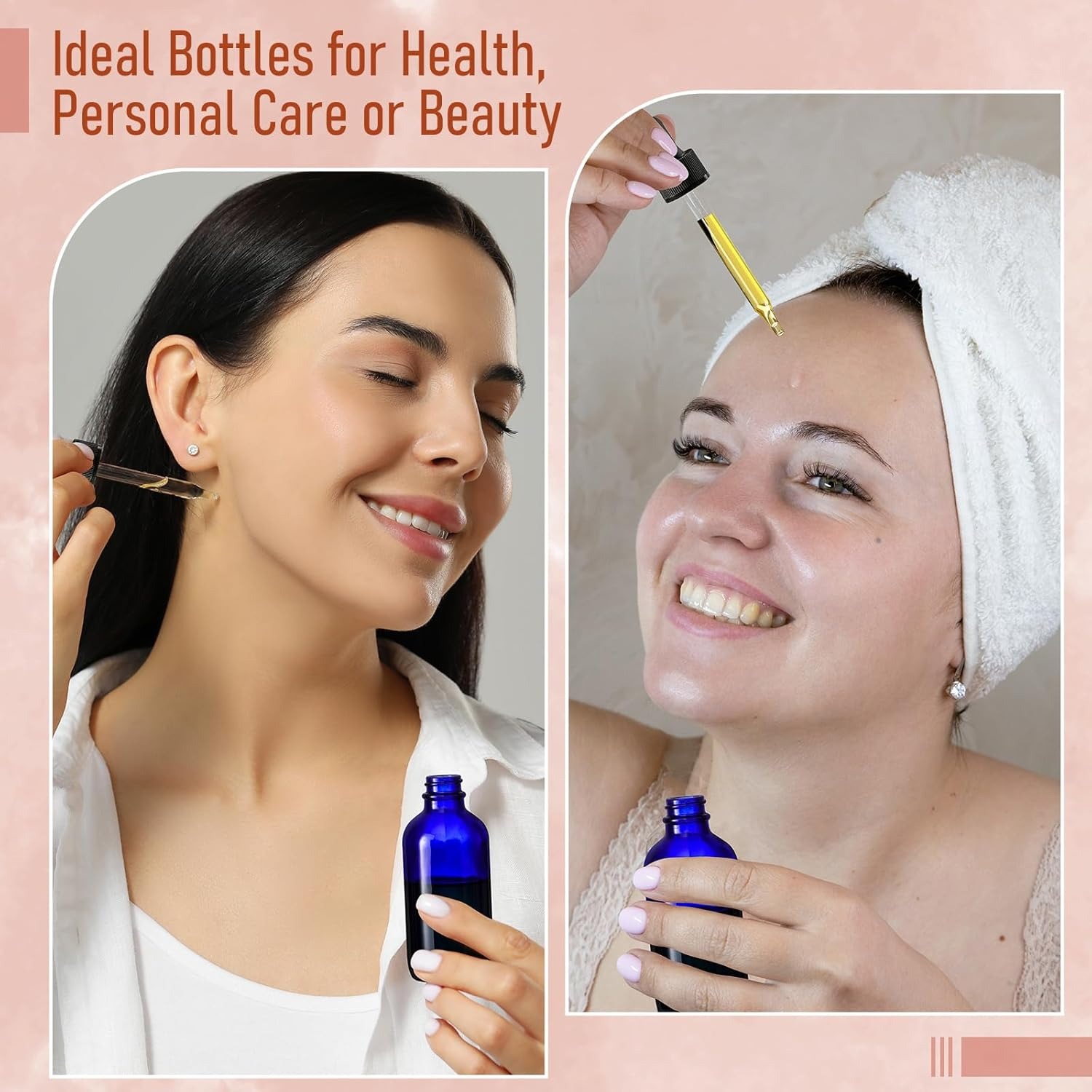 AOZITA 4 Pack, 2 Oz Blue Dropper Bottles with Funnel & Labels - 60Ml Thick Dark Blue Glass Tincture Bottles - Leakproof for Essential Oils, Personal Care & Beauty image number 1