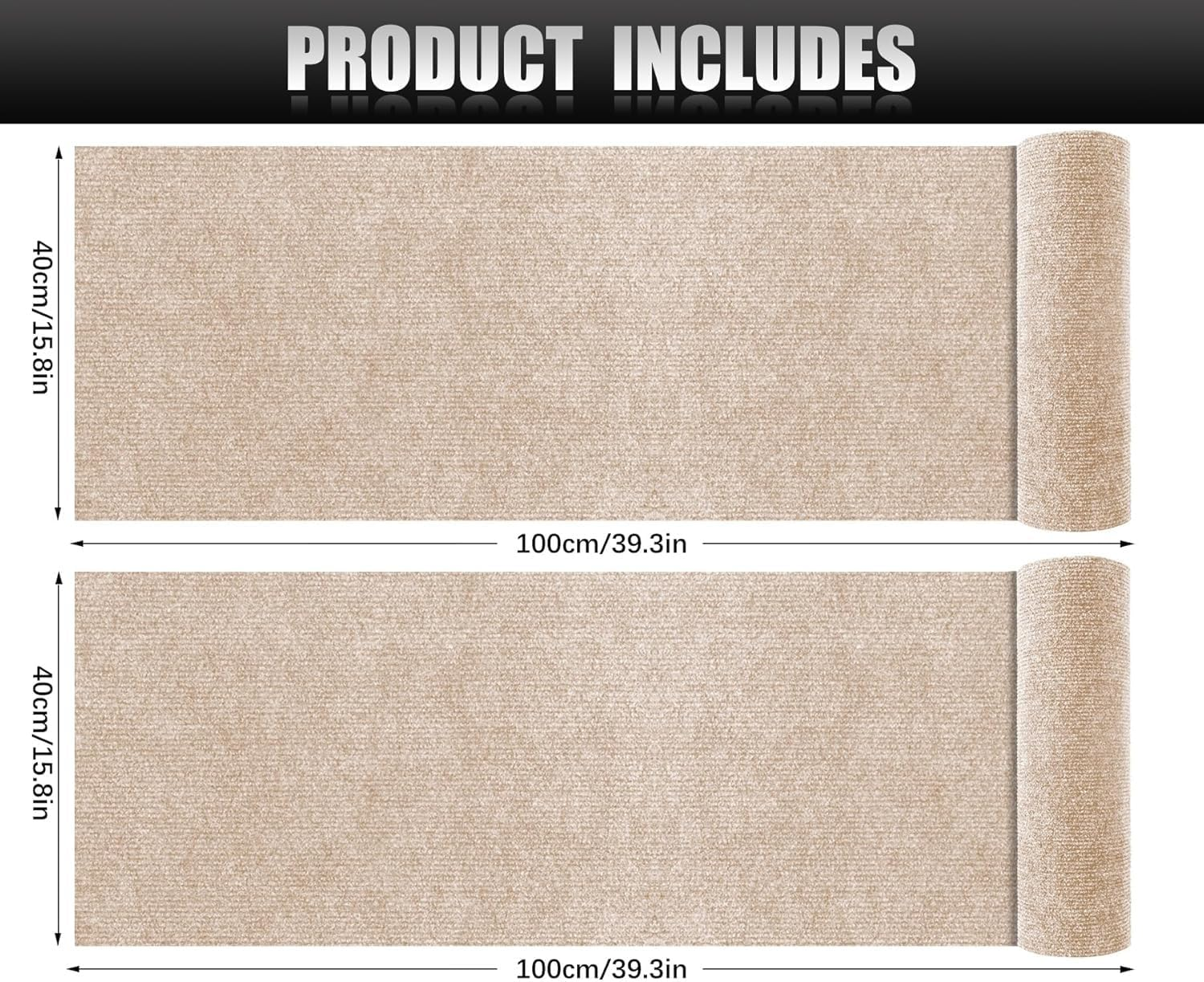 2PCS Self-Adhesive Cat Scratch Mats, Trimmable DIY Cat Scratcher Pads for Couch, 100&times;40Cm,Wall, Doors & Furniture Protection, Durable Anti-Scratch Cover for Cat Towers (Khaki) - Khaki image number 2