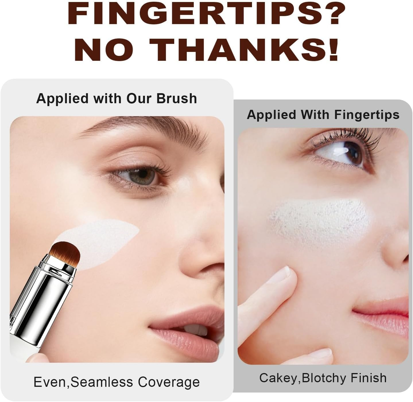 Blanc Cover Cream Stick, 2025 Upgraded Color Changing Foundation Stick, White Foundation Stick with Detachable Brush, Medium to Full Coverage Base Makeup (Dark Skin) image number 2