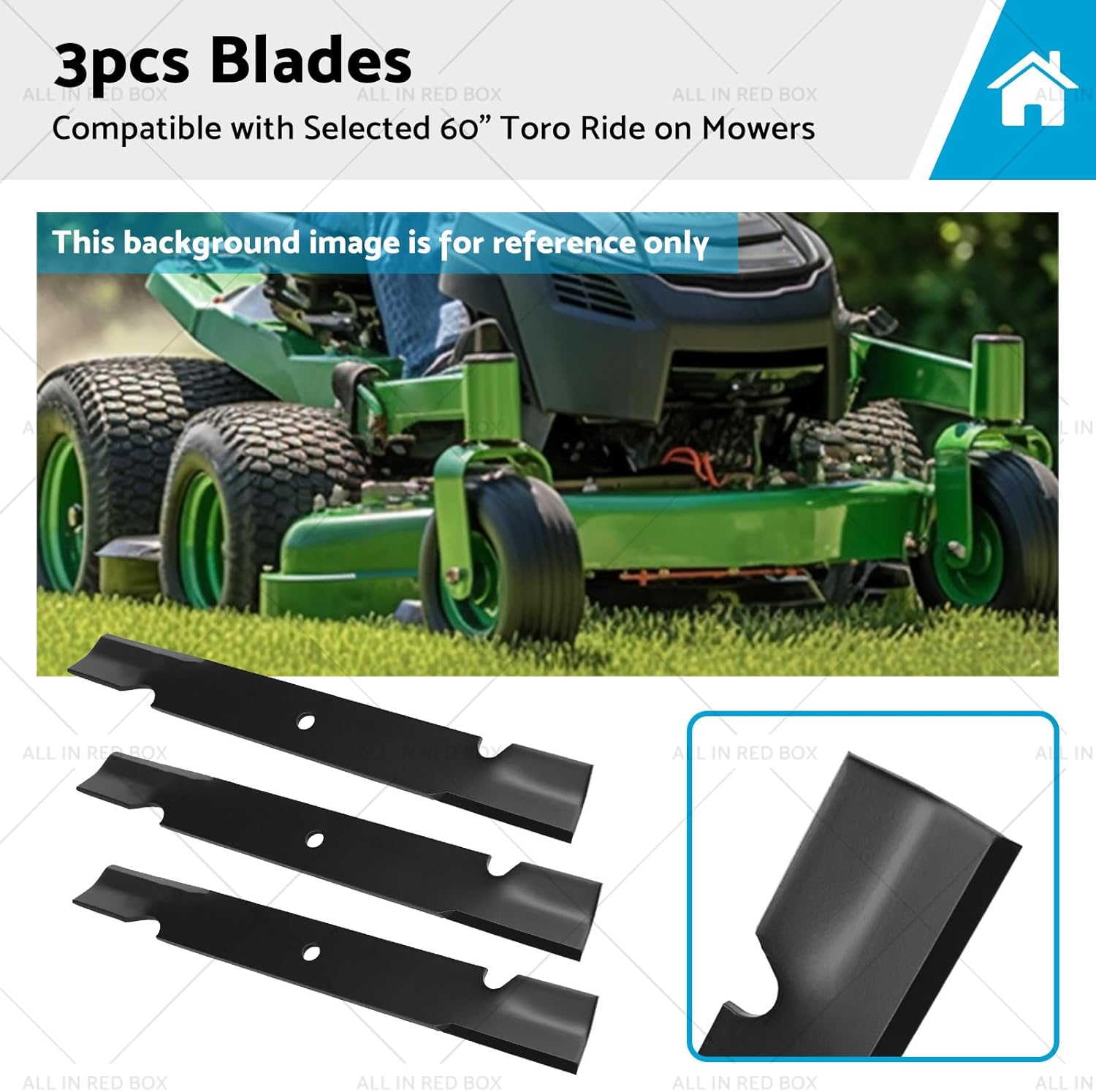 MAX COOL 3X Lawn Mower Blades Suitable for Selected 60" Toro Ride on Mowers 18931 9383 105-7718-03 image number 3