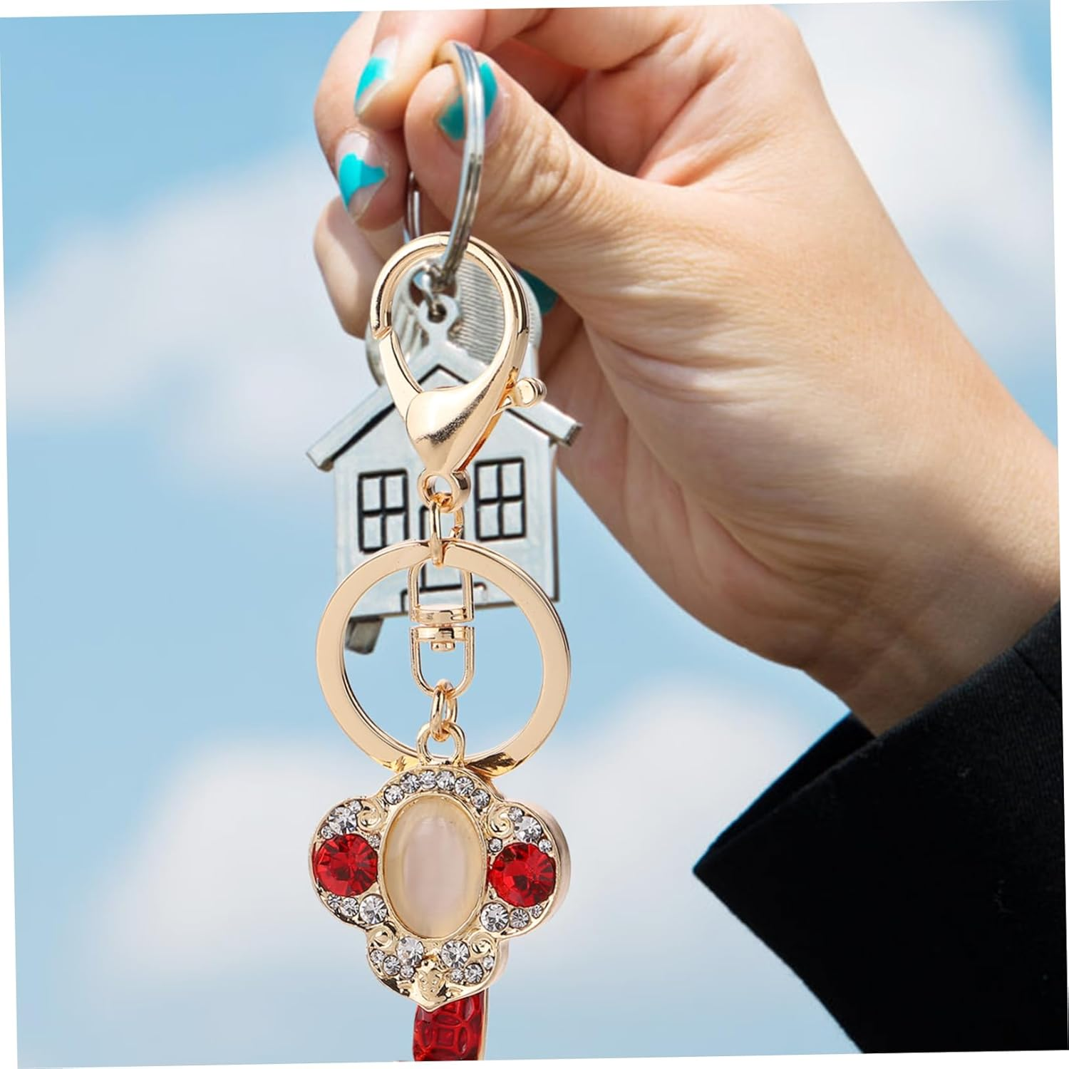 CHILDWEET Wishful Keychain Rhinestone Purse Car Hanging Accessories for Women Ladies Handbags Handbag Crystal Pendant Keychain Hanging Ornament Backpack Purse for Women Exquisite Key Chain - Red image number 2
