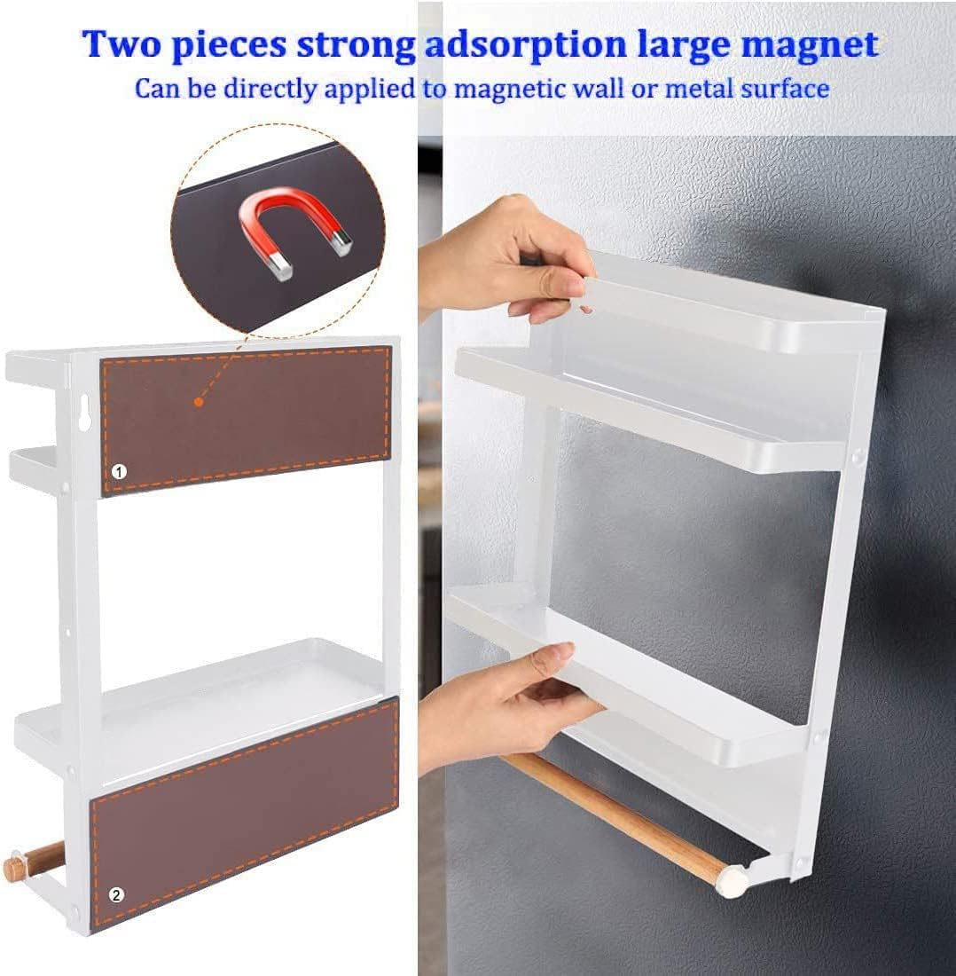 Dr.Betree Magnetic Paper Towel Holder,Magnetic Spice Rack Magnetic Spice Rack for Refrigerator Magnetic Shelf Fridge Magnet Organizer Spice Rack Organizer Kitchen Organization Kitchen Storage White image number 6