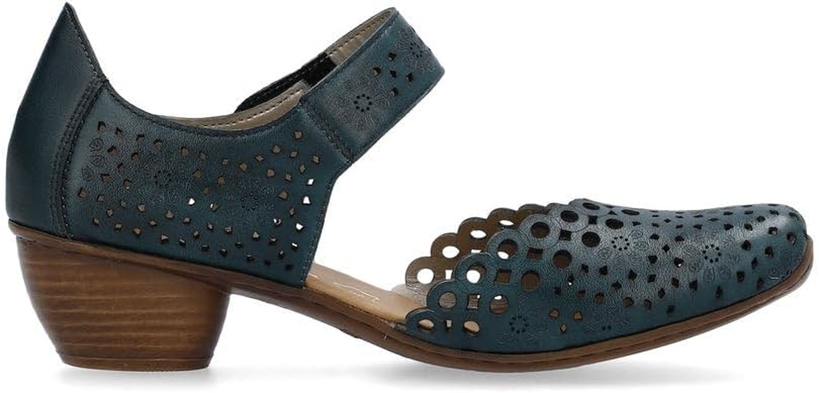Rieker 43753 Mirjam Women'S Mary Jane Heels - Low-Heel Leather Shoes with Adjustable Ankle Strap & Laser-Cut Design - Comfortable Women&rsquo;S Heels for Casual & Dressy Wear image number 2