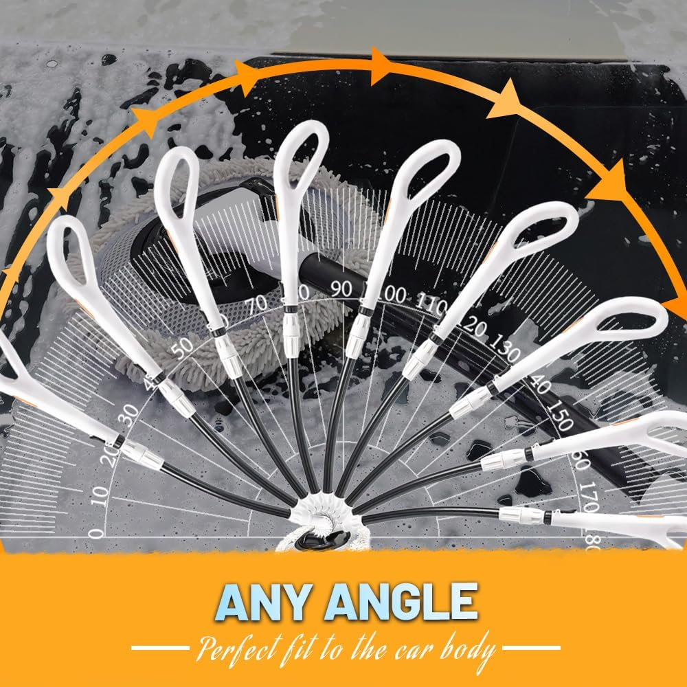 RIDE KINGS Microfiber Car Washing Brush, Automotive Accessories, Extendable Handle, 180&deg; Adjustable, Scratch Free, for Car Cleaning Supplies-White - Whitebrush image number 4