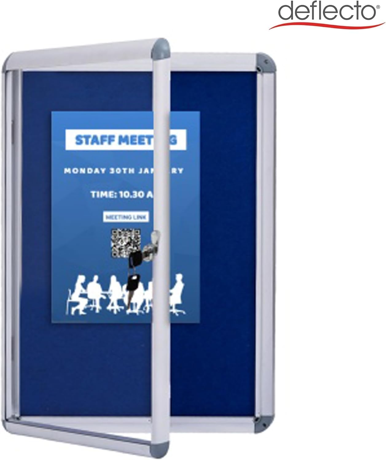 Deflecto Lockable A2 Tamper Resistant Notice Board with Key - 650X480Mm / 65X48Cm / - Silver