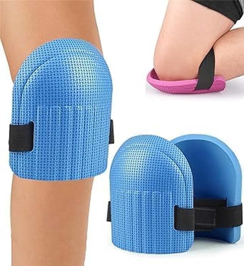 Foam Knee Pads - Durable & Comfortable Knee Pads for Work, Construction, Cleaning Floors, Gardening - Men and Women Suitable Kneeling Cushions with Adjustable Elastic Band, 1 Pair (Blue, One Size) image number 3