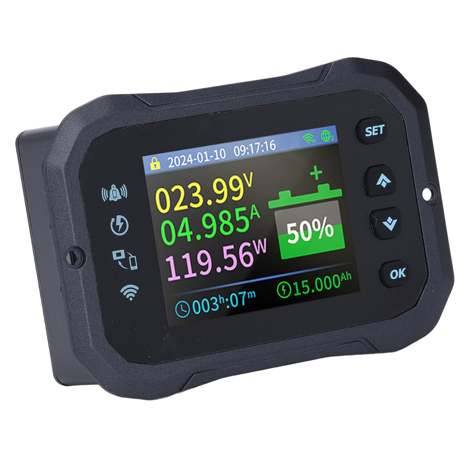 Wifi RV Coulomb Meter,Remote Monitoring,Battery Capacity Power Voltmeter 10-100V 100A,Optimized Interface,High Precision,Dark and Light Mode image number 5