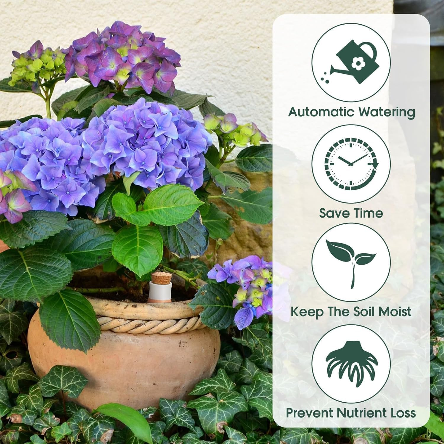 Plant Watering Globes, 4 Pack Terracotta Pots Self Watering Pots, Slow Release Olla Watering Pots While Away - Self Watering Spikes for Indoor & Outdoor Plants with Easy Top Refill System