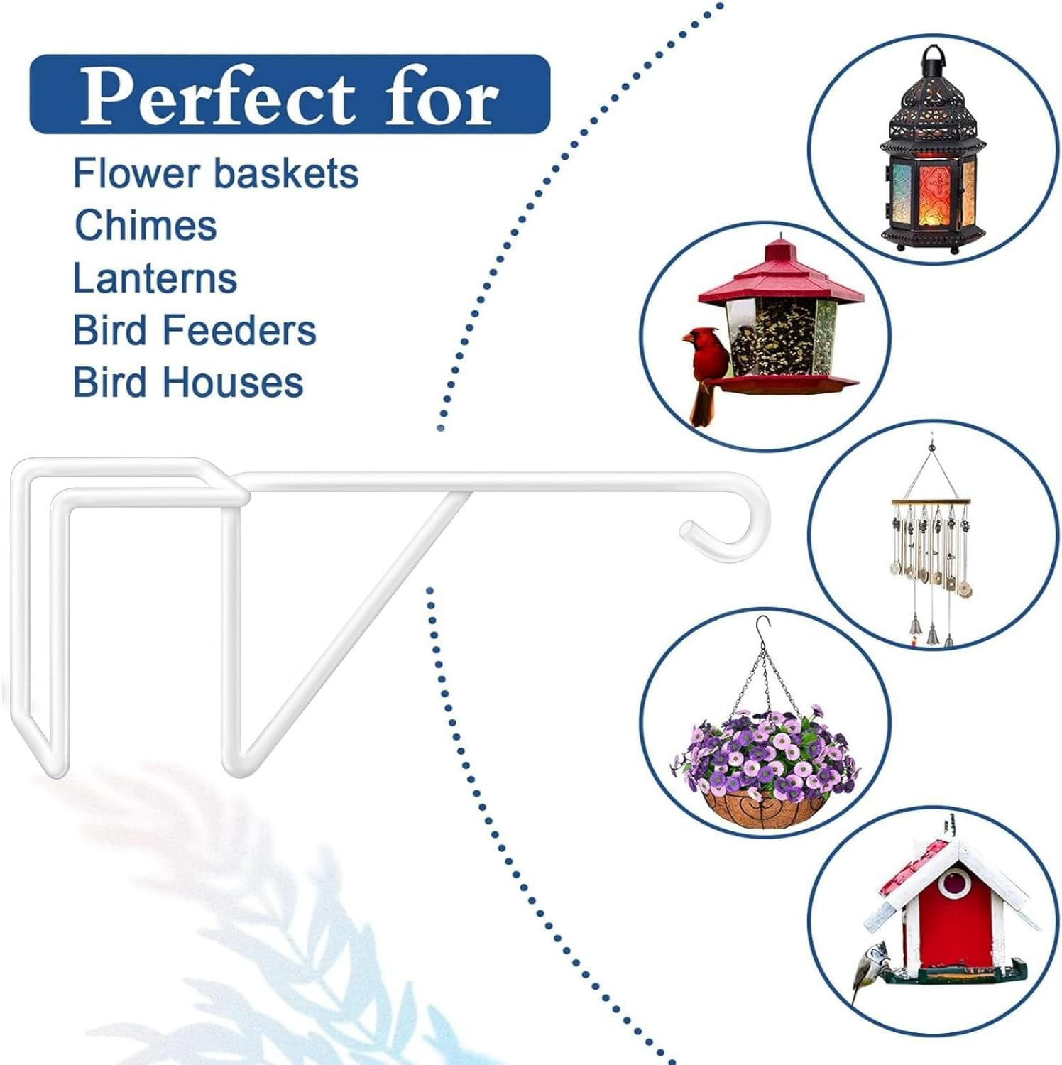 Zacool Vinyl Fence Hooks-2 Pack 5 X 10 Inches over Fence Hooks Heavy Duty White Powder Coated Steel Fence Hooks for Hanging Plants Bird Feeders,Lights,Hanging Basket,Pool Tools image number 1