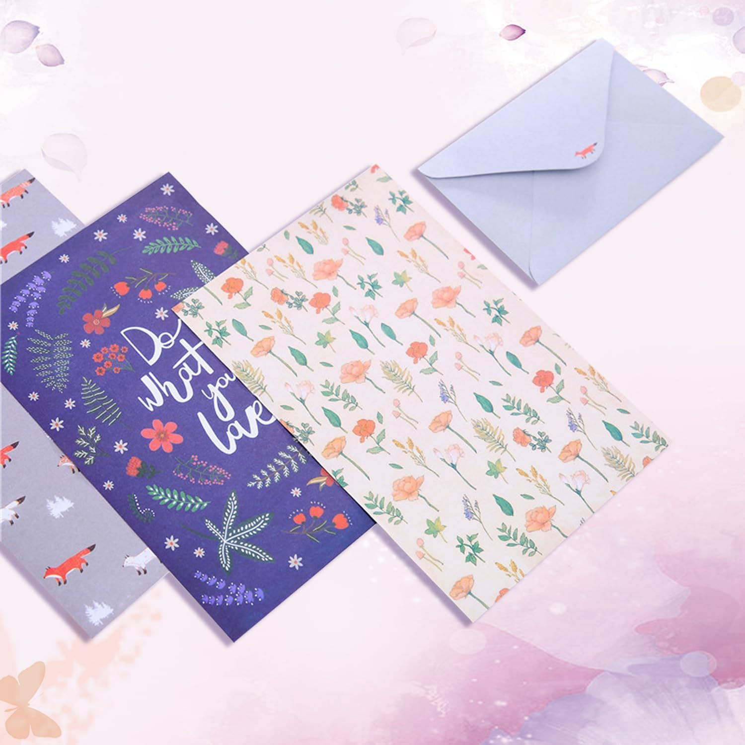 180Pcs Decorative Writing Paper & Envelopes Stationery Set, 10 Designs A5 Size Lined Stationery Paper, Cute Flower Printer Paper, Floral Themed Craft Paper for Letters Invitations Poem Office School