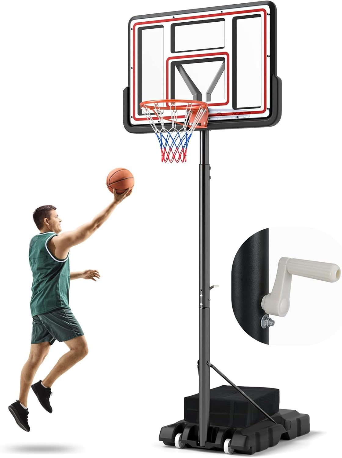 Giantex Basketball Hoop Outdoor - 7.4-10 FT Quickly Height Adjustable Basketball Net W/ 44 Inch Shatterproof PC Backboard, Fillable Base, Portable Basketball Hoop Indoor for Adults, Backyard, Driveway image number 1