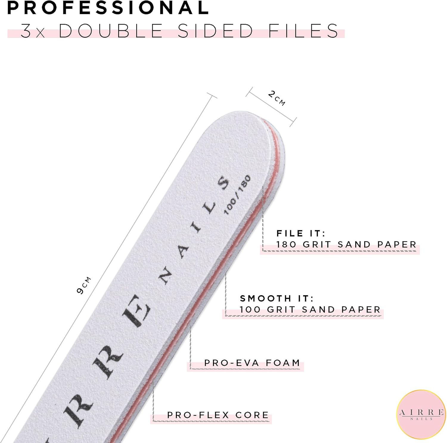 500 AIRRE Pro Acrylic Nail Tips & 3 Files with Box - (10 Sizes) French Square Half Cover False Nails. for Salons MUA & Home DIY. Use: Cut, File & Shape, UV/LED Gel, Polish & Nail Art (Colour: Natural) - Natural image number 6