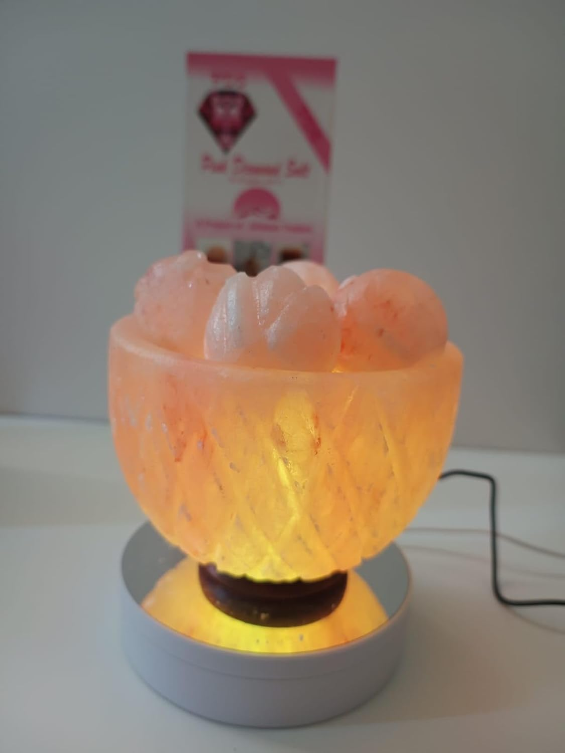 3-4 KG Himalayan Premium Multi Colour Pineappple Fire Bowl Salt Lamp 100% Authentic, Beautifully Hand Crafted Pineappple Fire Bowl Salt Lamp Comes with Complete image number 2