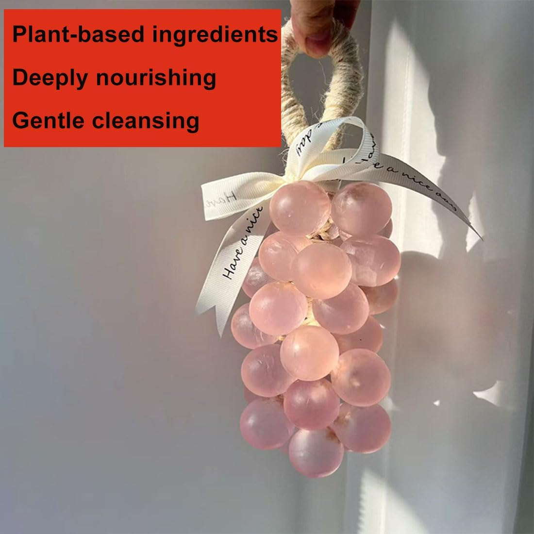 Grape Soap on a Rope, Handmade Crystal Grape Soap, Aromatic Bar Soaps Decorative for Washing Hand, Lasting Fragrance, for Men and Women (Green) image number 5