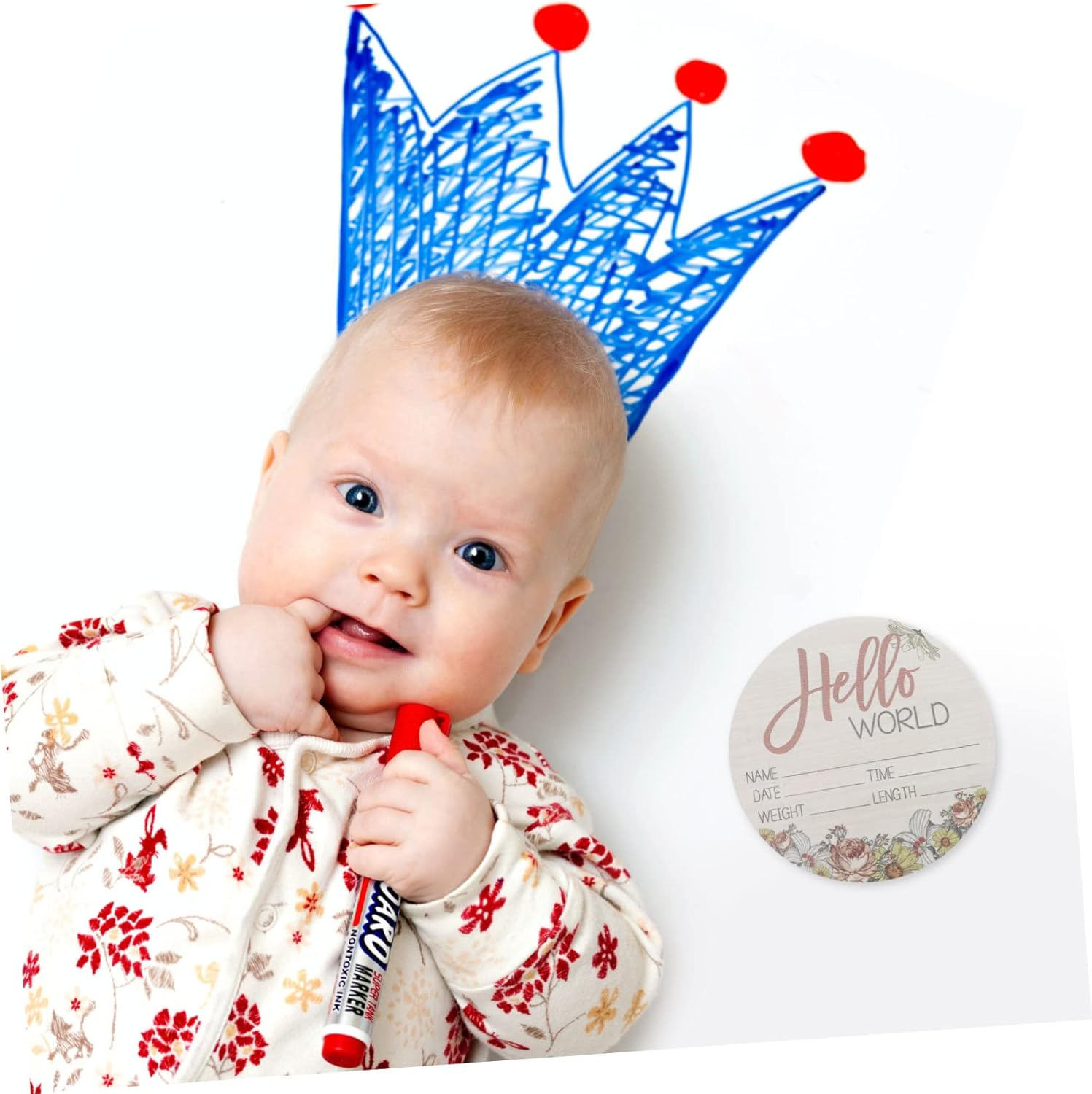 Wooden Newborn Announcement Sign Baby Name Birth Photo Prop for Hospital Baby Shower Nursery Decor image number 2