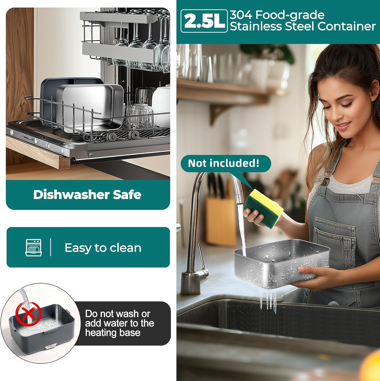 TOJUNE Electric Heating Lunch Box, Food Warmer, 90 W, 2 in 1 Portable Bento for Car, Home, Office, School, Leak Proof with 2.5 L 304 Stainless Steel Container & Spoon, AU Socket 220V 12V 24V (Blue) image number 2