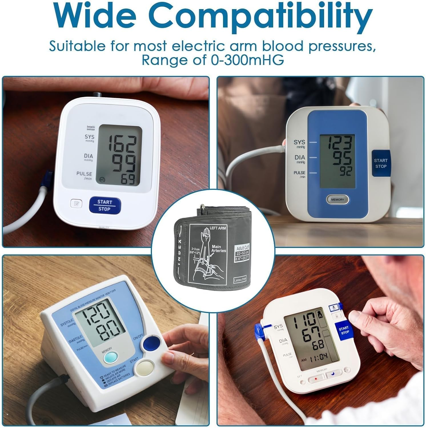 Replacement Extra Large Blood Pressure Cuff for Omron Monitors 22-52Cm, Adjustable XL Arm Cuff with 6 Universal Connectors, Compatible Large Arm BP Monitor Cuff image number 4