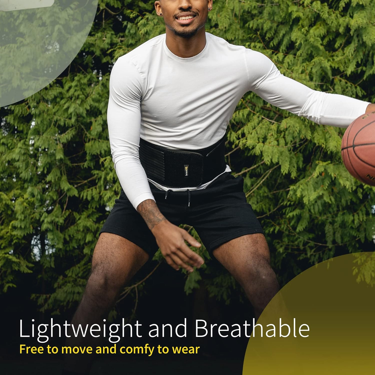 Braceup Stabilizing Lumbar Lower Back Brace and Support Belt with Dual Adjustable Straps and Breathable Mesh Panels (L/XL)