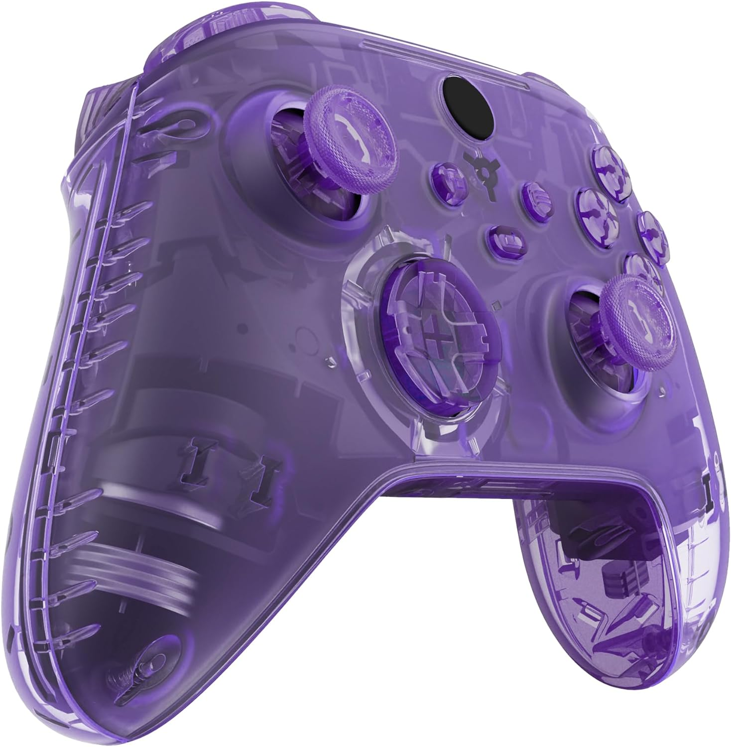 Extremerate Clear Atomic Purple Controller Full Set Housing Shell Case W/Buttons for Xbox Series X/S, Custom Replacement Side Rails Front Back Plate Cover for Xbox Series S & Xbox Series X Controller - Clear image number 6