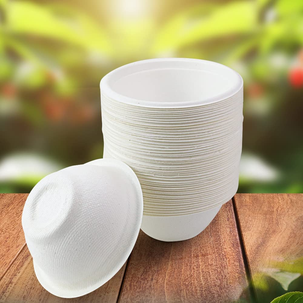 Oomcu 100 Pack 8Oz Heavy Duty Paper Bowls - Compostable Disposable Soup Bowls for Hot Food, Ice Cream, Salad, Snacks, Dessert, Picnics (White) - White image number 6