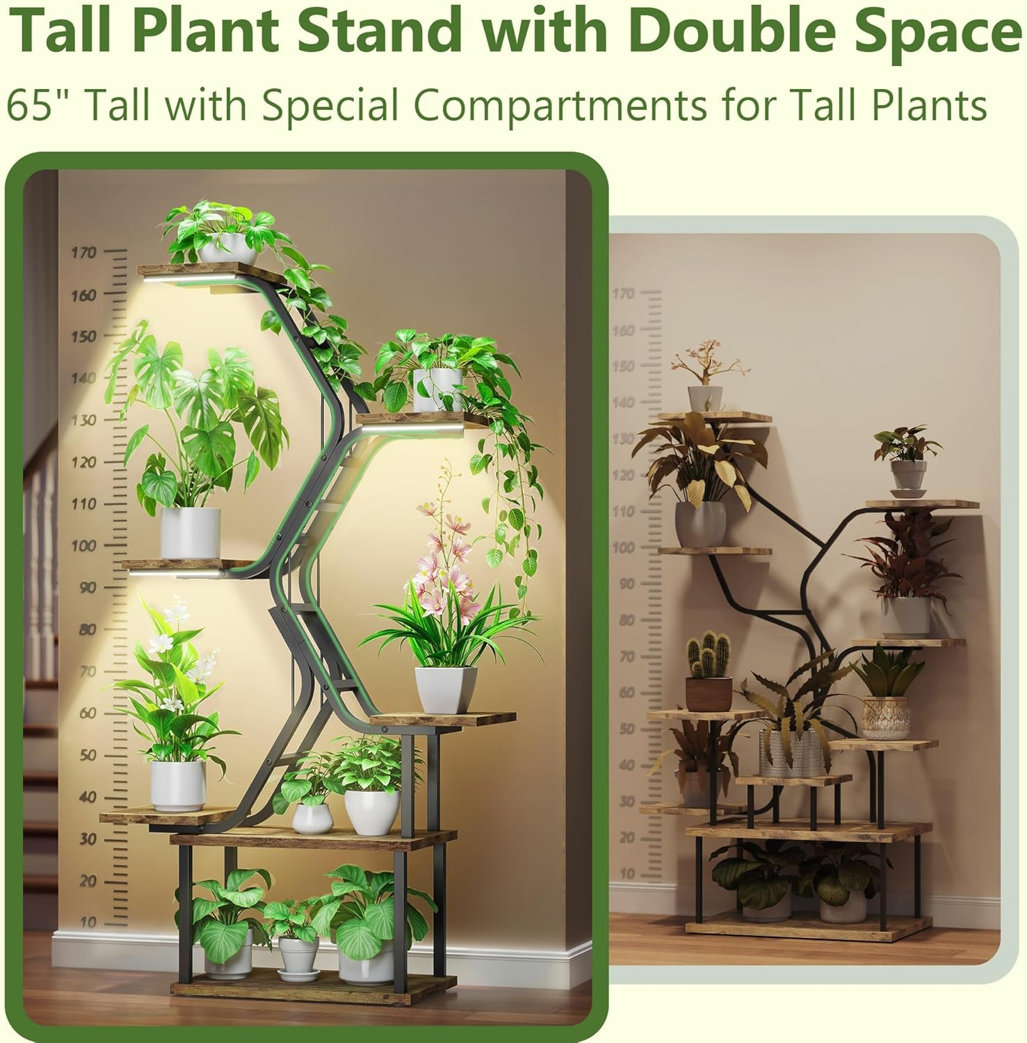 Plant Stand Indoor with Grow Lights：8 Tiered Indoor Plant Shelf, 170Cm Tall Plant Stand for Indoor Plants Multiple image number 5
