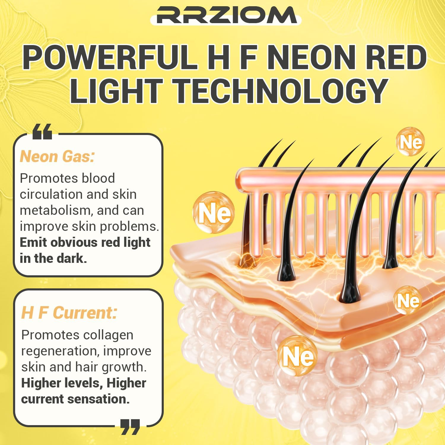 RRZIOM Electric Head Massager 2 in 1 Red Light Scalp Massager for Hair, Scalp, Face, Scalp Massage Brush Electric for Hair Growth, Portable Plug Design image number 4